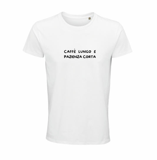 Maglietta “Caffè lungo e pazienza corta”