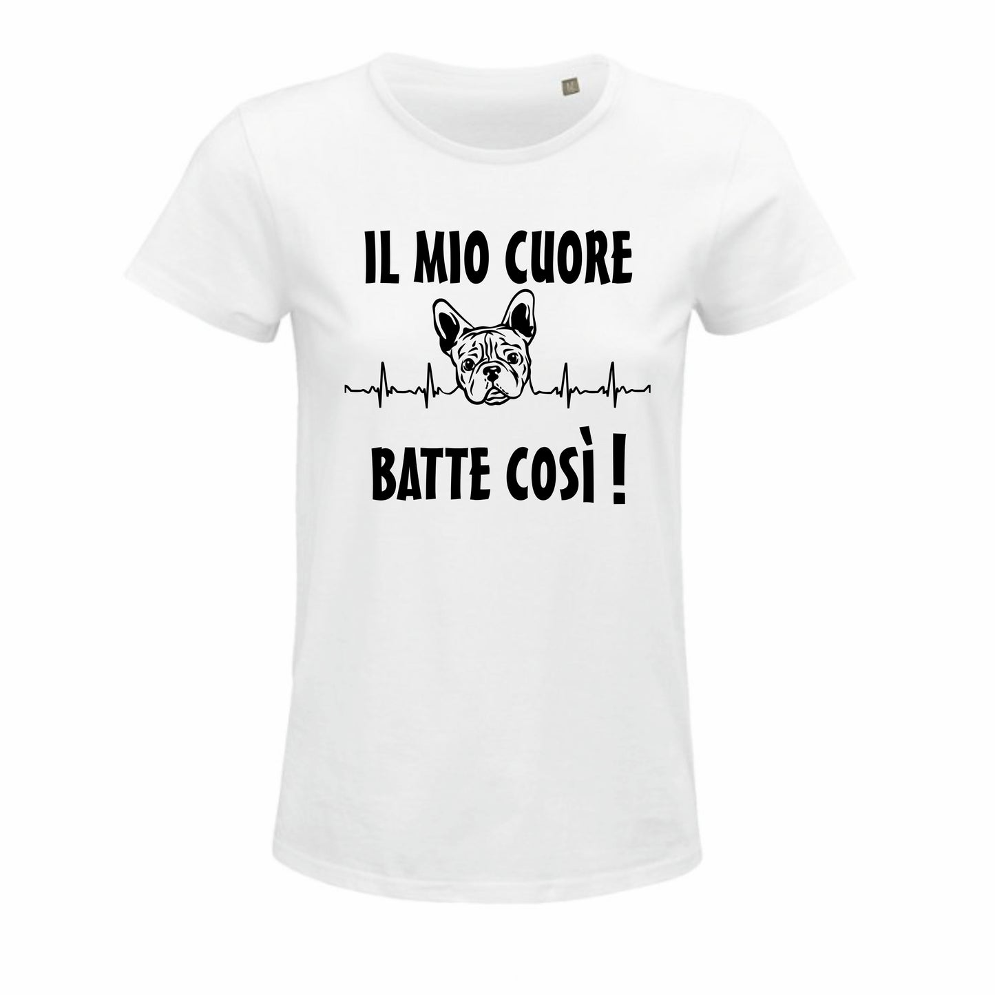 Maglietta il mio cuore batte così bulldog francese