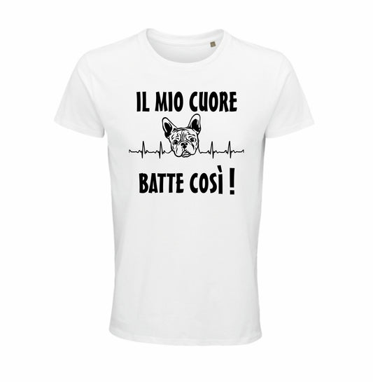Maglietta il mio cuore batte così bulldog francese