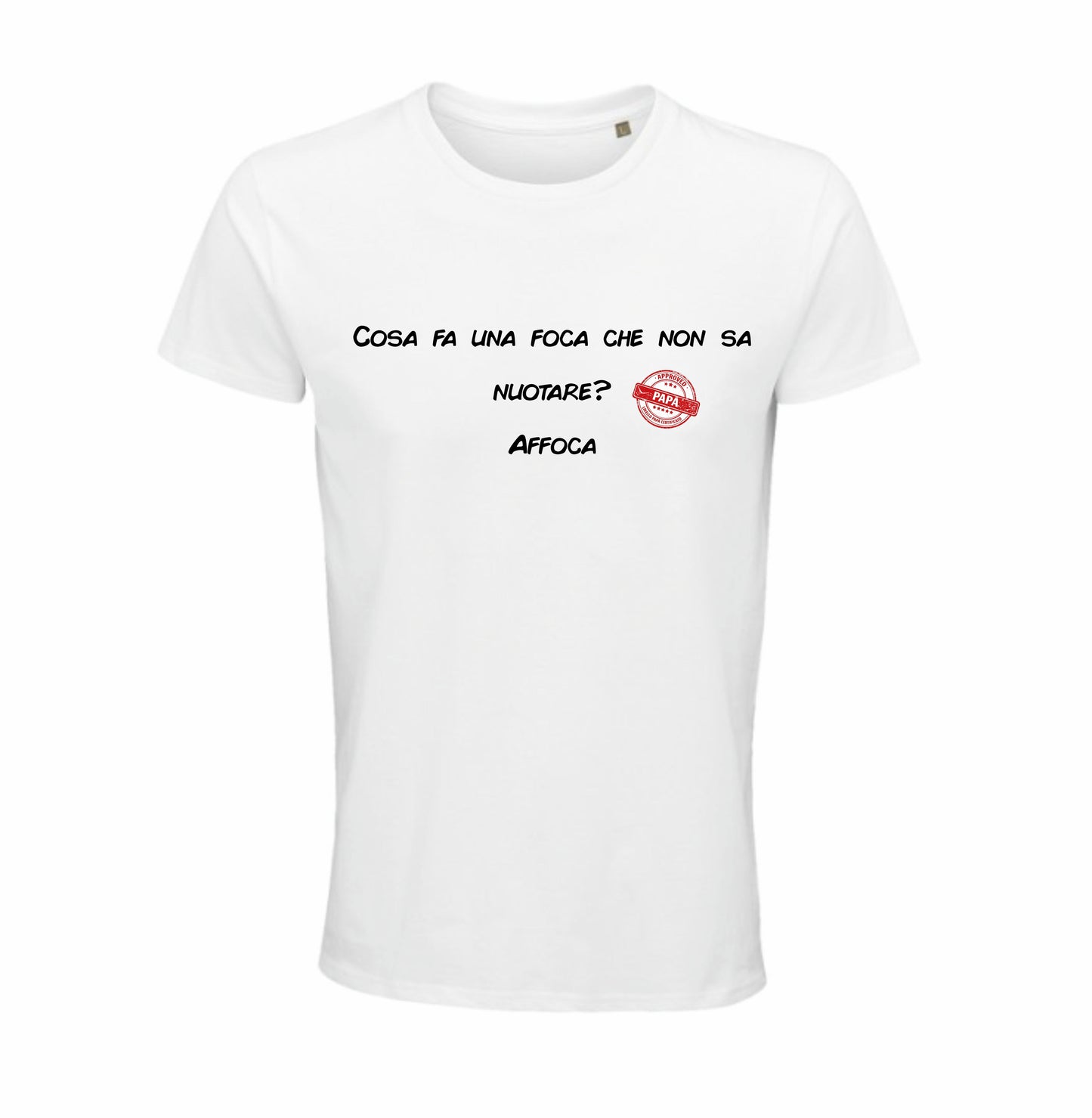 Maglietta "Cosa fa una foca che non sa nuotare? Affoca"