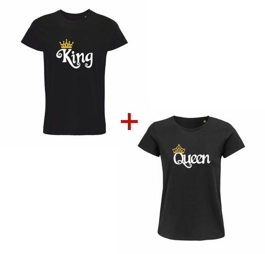 Set magliette King Queen Nero