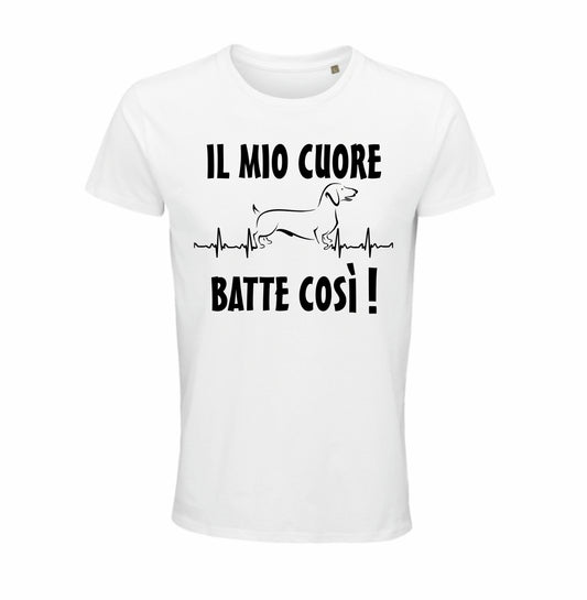 Maglietta il mio cuore batte così bassotto tedesco