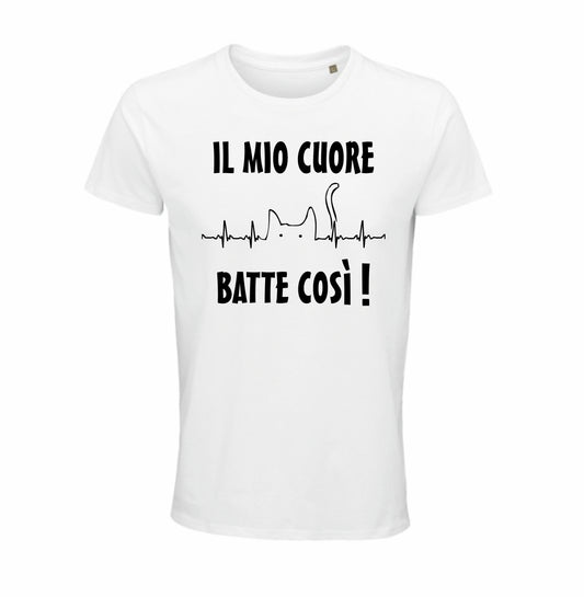 Maglietta il mio cuore batte così gatto